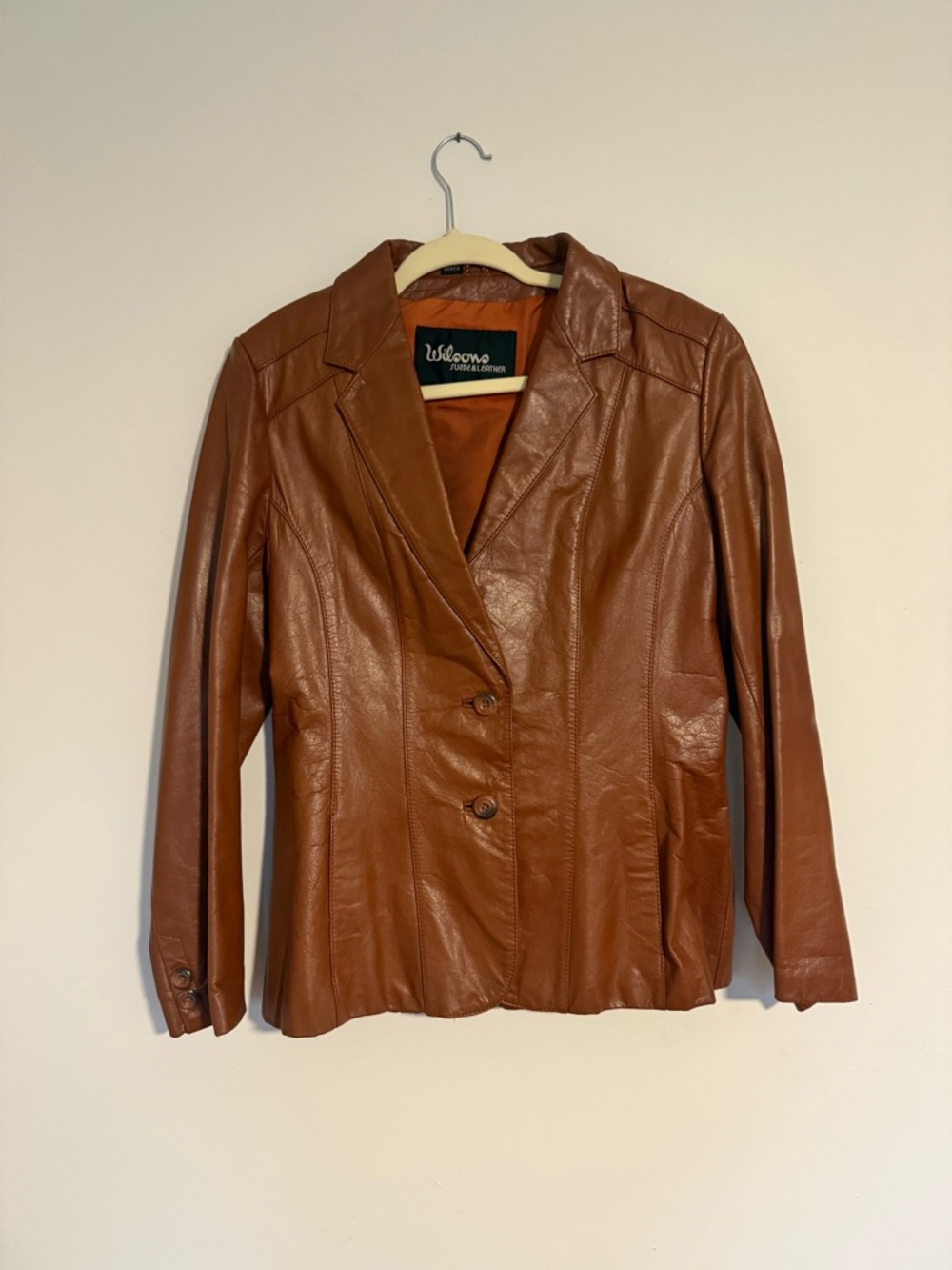 Retro Wilson’s Leather Jacket Red Sand, Vintage Coat (size medium) *read size
